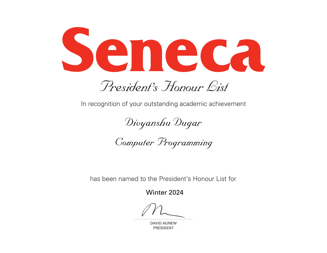 President's Honour List — Winter 2024